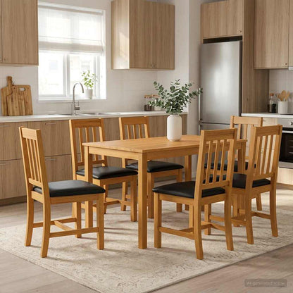 vidaXL Dining Set 7 pcs Black Solid Oak Wood