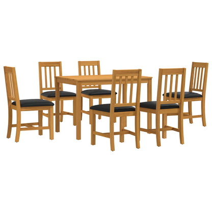 vidaXL Dining Set 7 pcs Black Solid Oak Wood