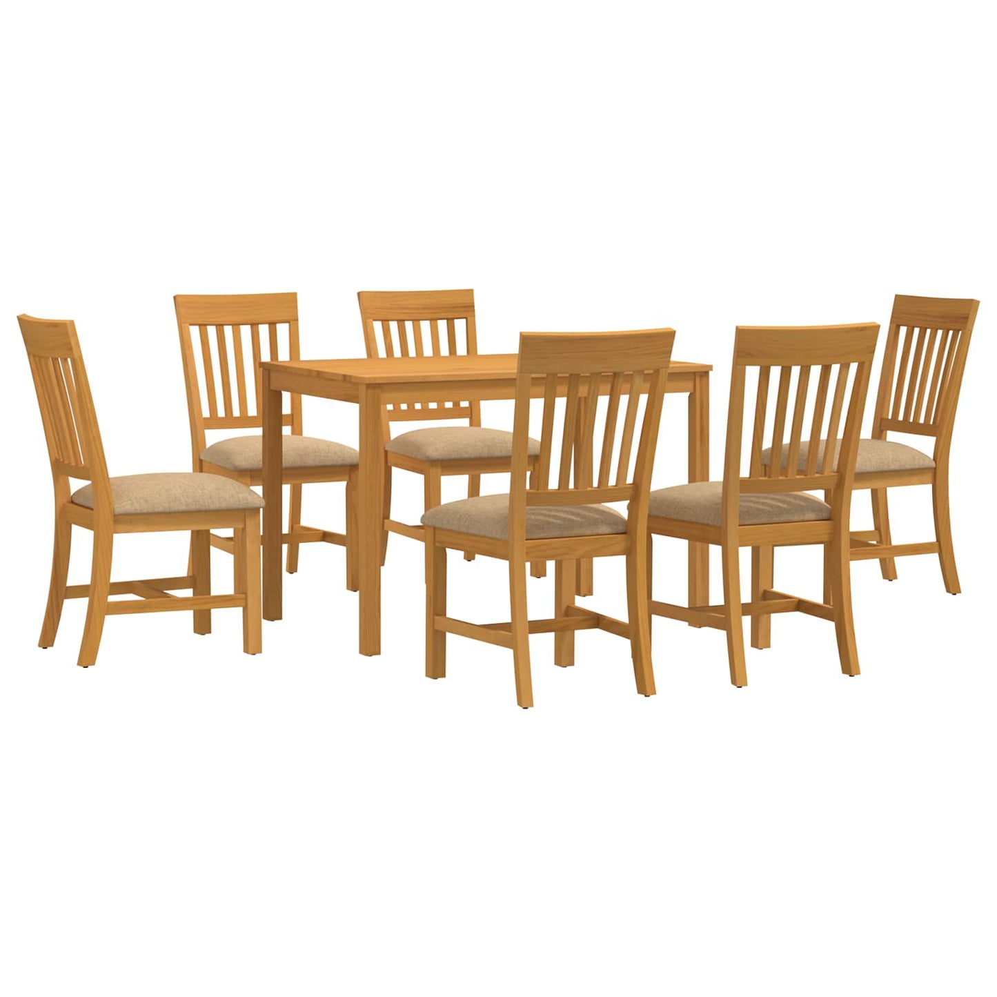 vidaXL Dining Set 7 pcs Beige Solid Oak Wood