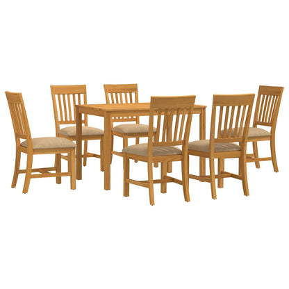 vidaXL Dining Set 7 pcs Beige Solid Oak Wood