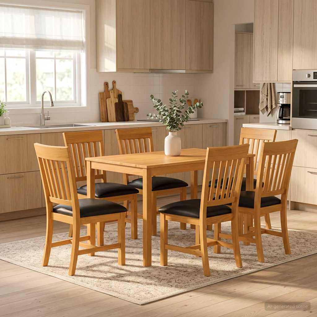 vidaXL Dining Set 7 pcs Black Solid Oak Wood