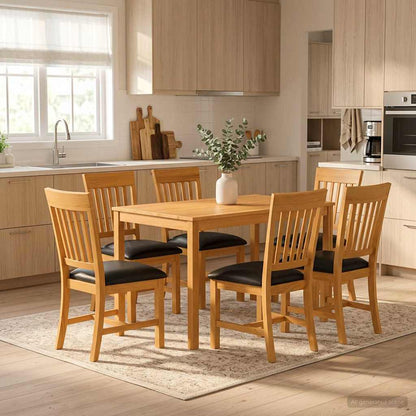 vidaXL Dining Set 7 pcs Black Solid Oak Wood