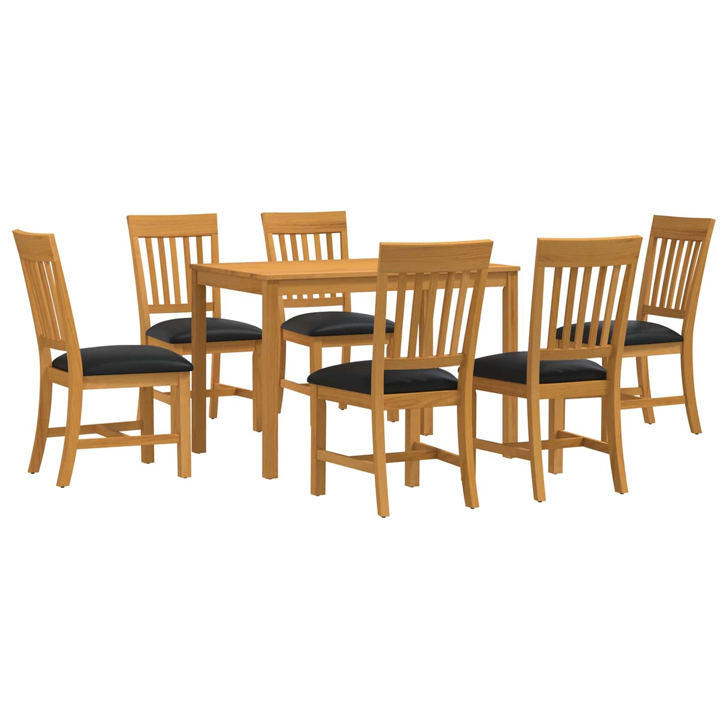 vidaXL Dining Set 7 pcs Black Solid Oak Wood