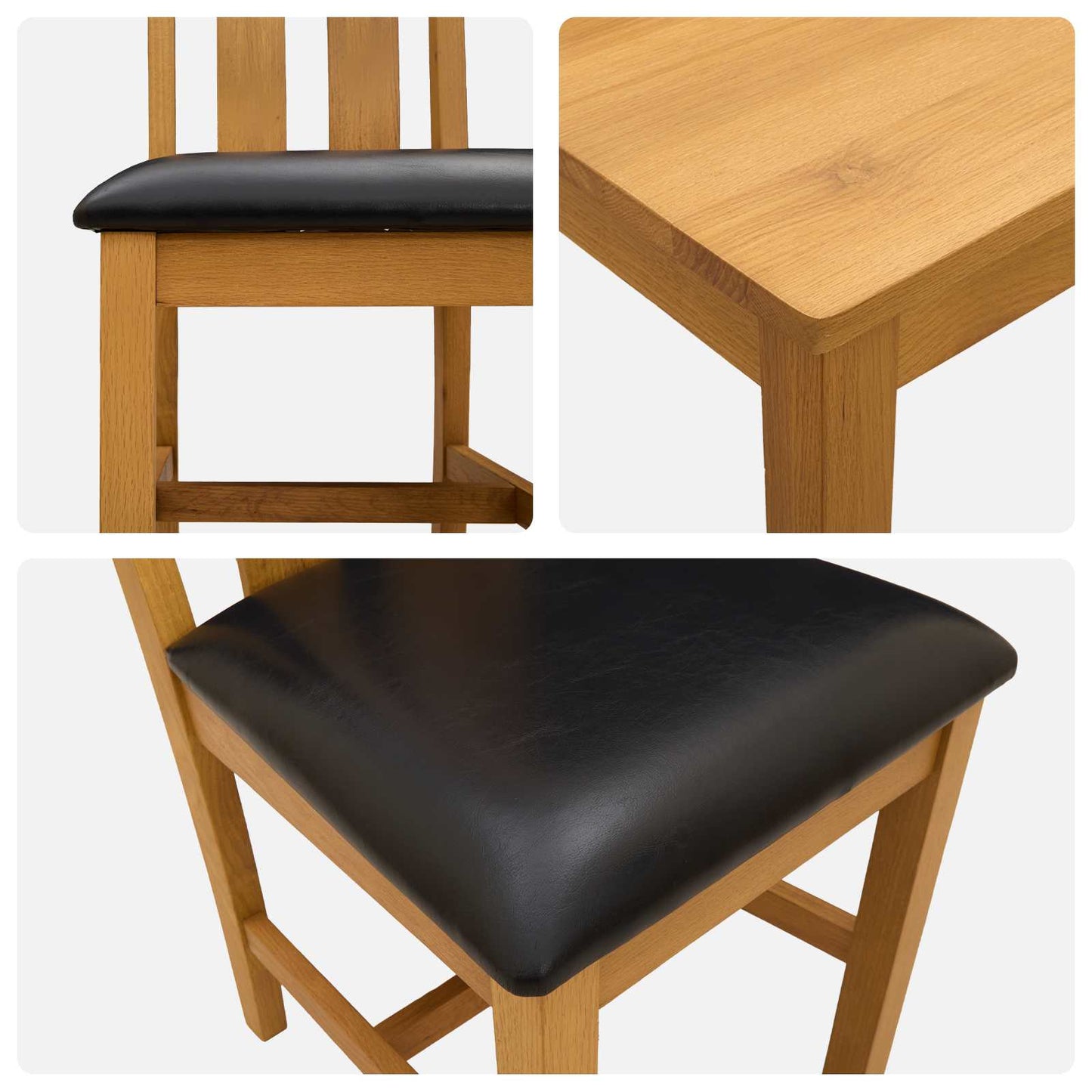 vidaXL Dining Set 7 pcs Black Solid Oak Wood