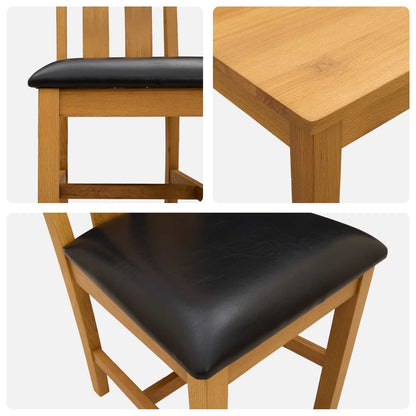 vidaXL Dining Set 7 pcs Black Solid Oak Wood