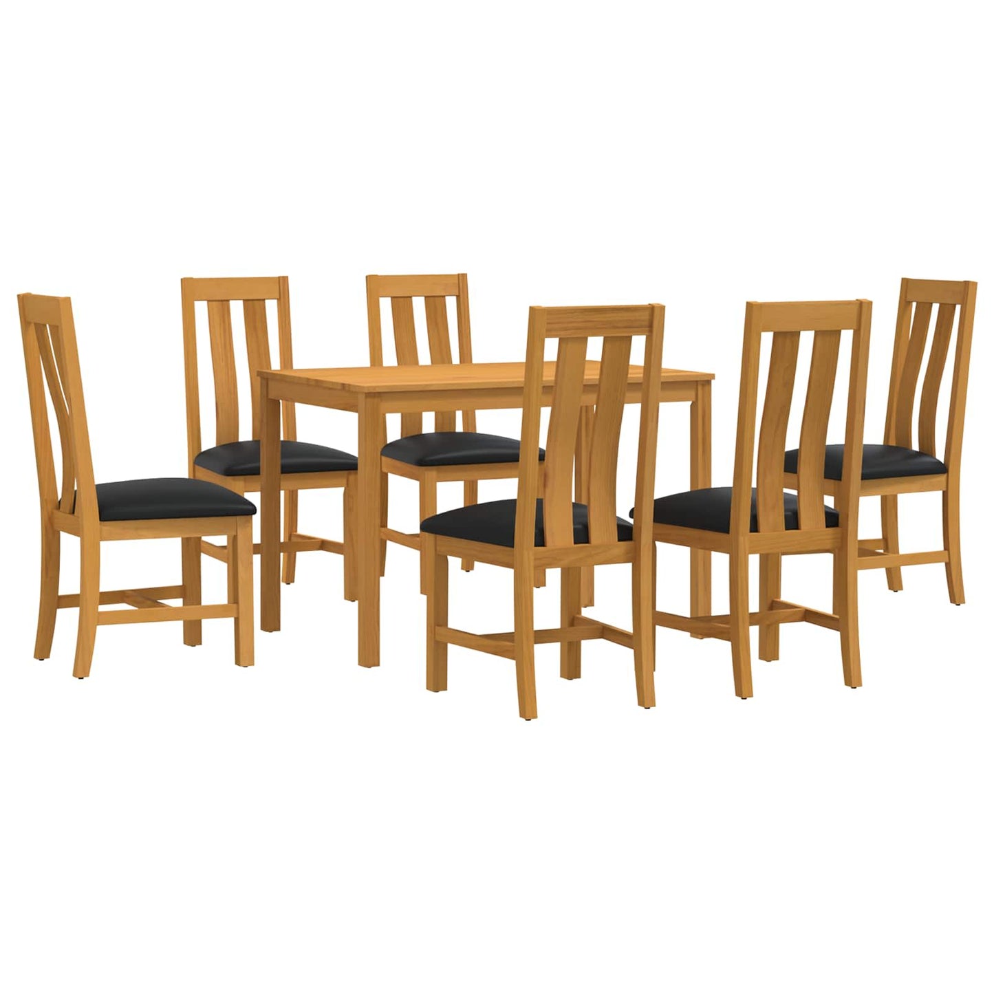 vidaXL Dining Set 7 pcs Black Solid Oak Wood