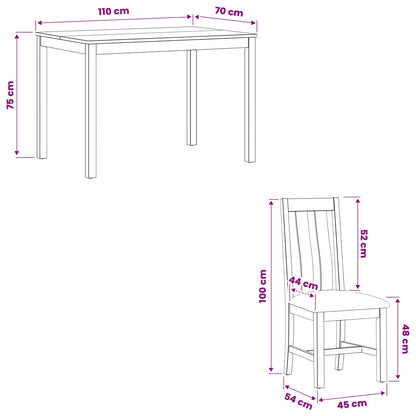 vidaXL Dining Set 7 pcs Black Solid Oak Wood
