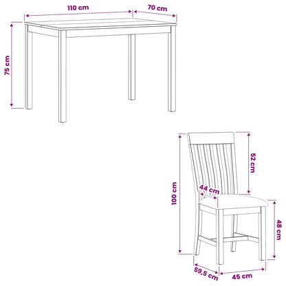 vidaXL Dining Set 7 pcs Grey Solid Oak Wood