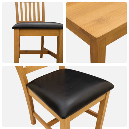 vidaXL Dining Set 7 pcs Black Solid Oak Wood