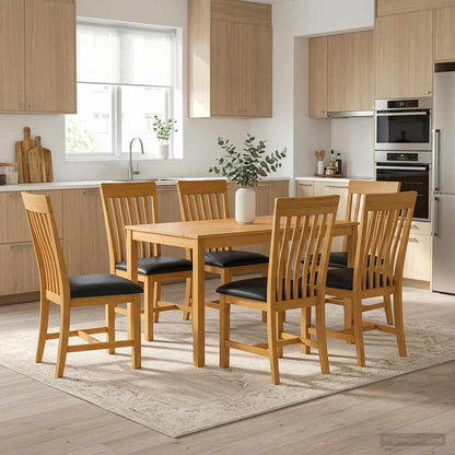 vidaXL Dining Set 7 pcs Black Solid Oak Wood