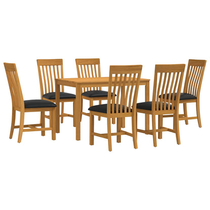 vidaXL Dining Set 7 pcs Black Solid Oak Wood