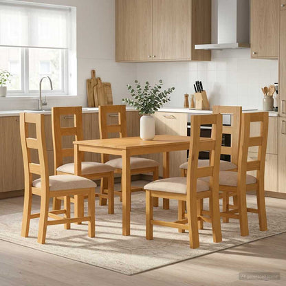 vidaXL Dining Set 7 pcs Grey Solid Oak Wood
