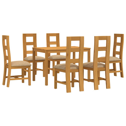 vidaXL Dining Set 7 pcs Beige Solid Oak Wood