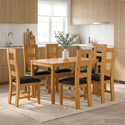 vidaXL Dining Set 7 pcs Black Solid Oak Wood