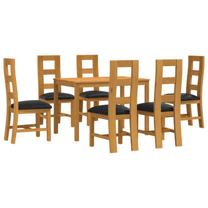 vidaXL Dining Set 7 pcs Black Solid Oak Wood