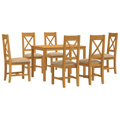 vidaXL Dining Set 7 pcs Beige Solid Oak Wood