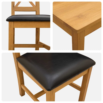 vidaXL Dining Set 7 pcs Black Solid Oak Wood