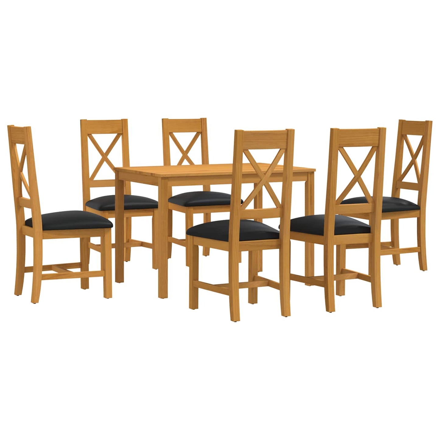 vidaXL Dining Set 7 pcs Black Solid Oak Wood