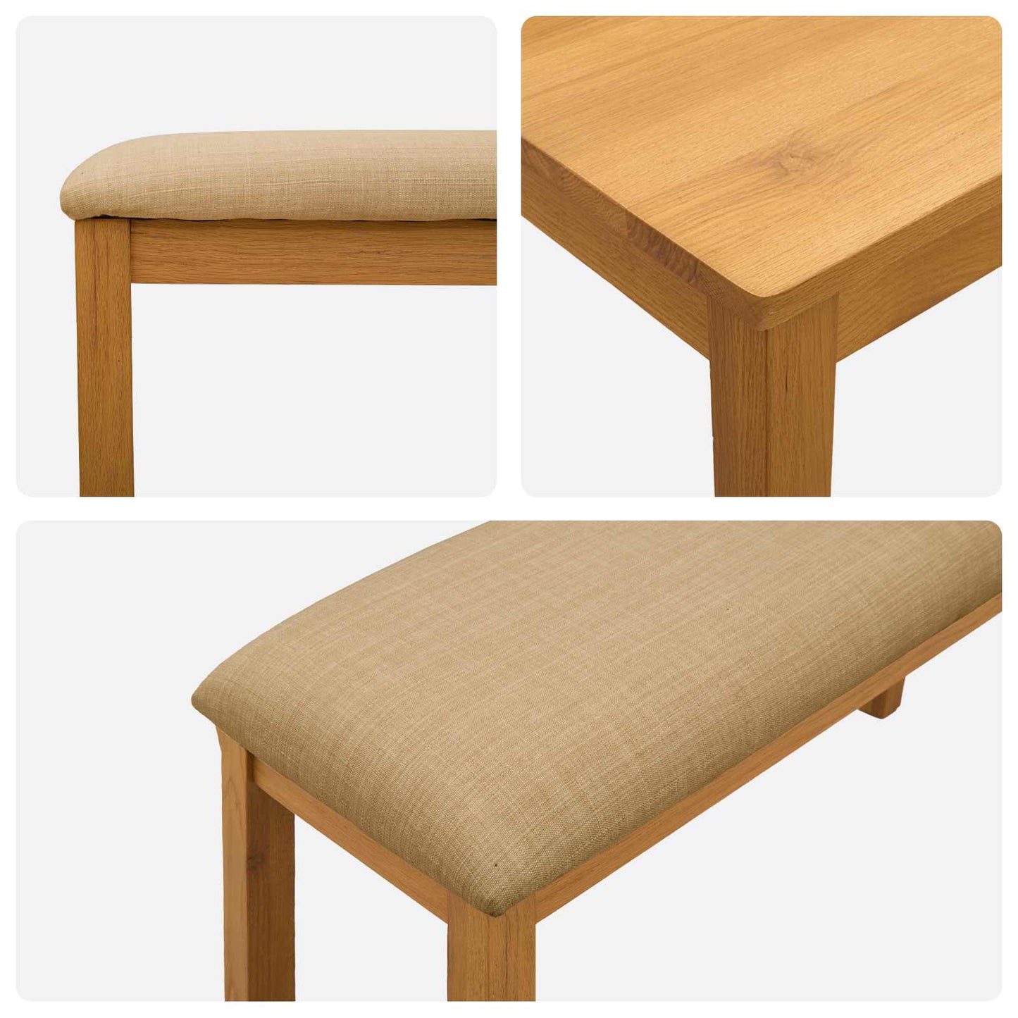 vidaXL Dining Set 3 pcs Beige Solid Oak Wood