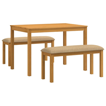 vidaXL Dining Set 3 pcs Beige Solid Oak Wood