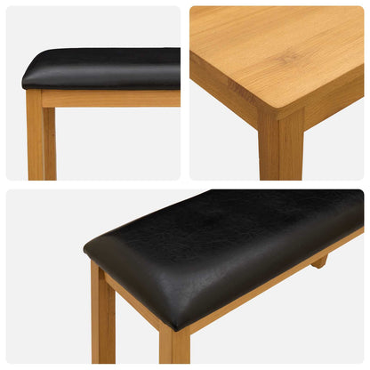 vidaXL Dining Set 3 pcs Black Solid Oak Wood