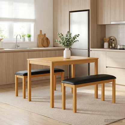 vidaXL Dining Set 3 pcs Black Solid Oak Wood