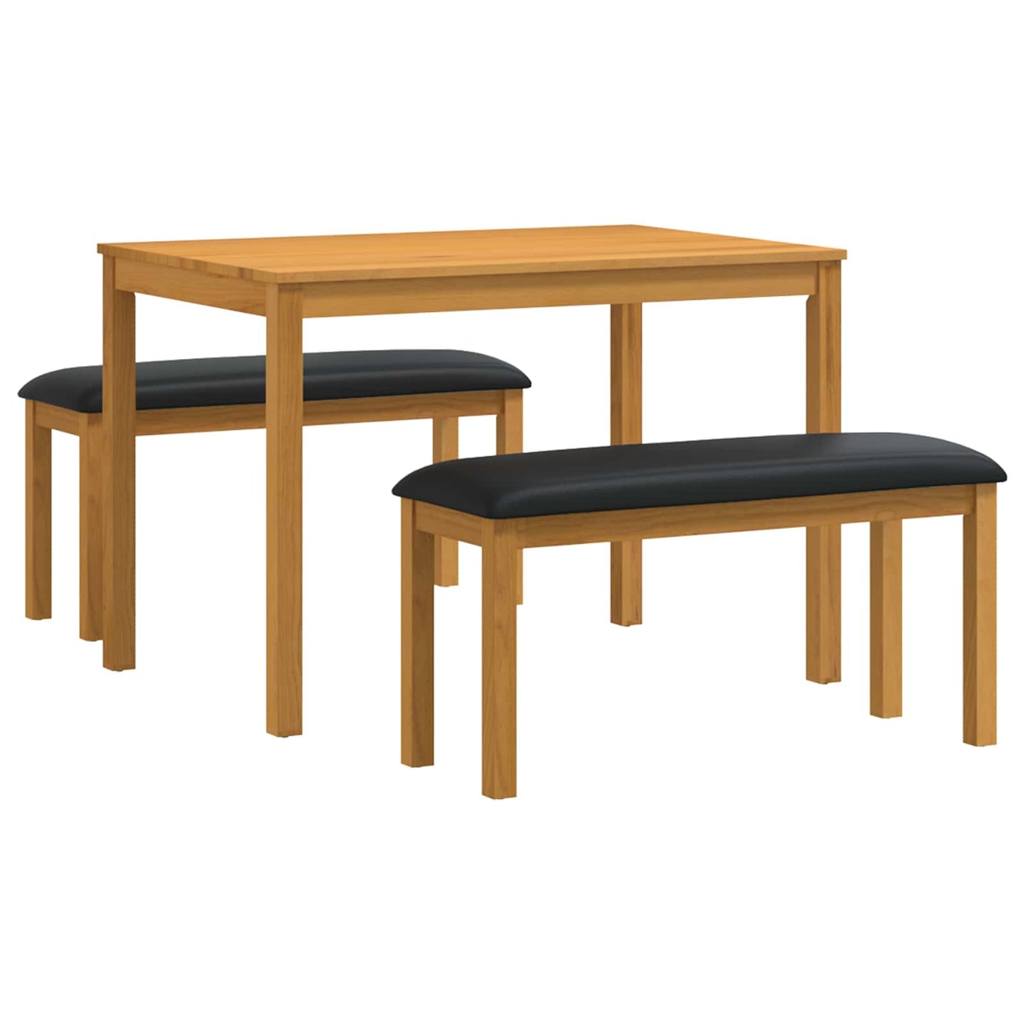 vidaXL Dining Set 3 pcs Black Solid Oak Wood