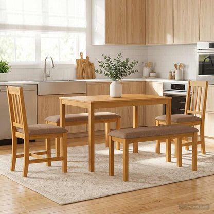 vidaXL Dining Set 5 pcs Grey Solid Oak Wood