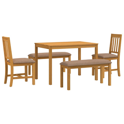 vidaXL Dining Set 5 pcs Grey Solid Oak Wood