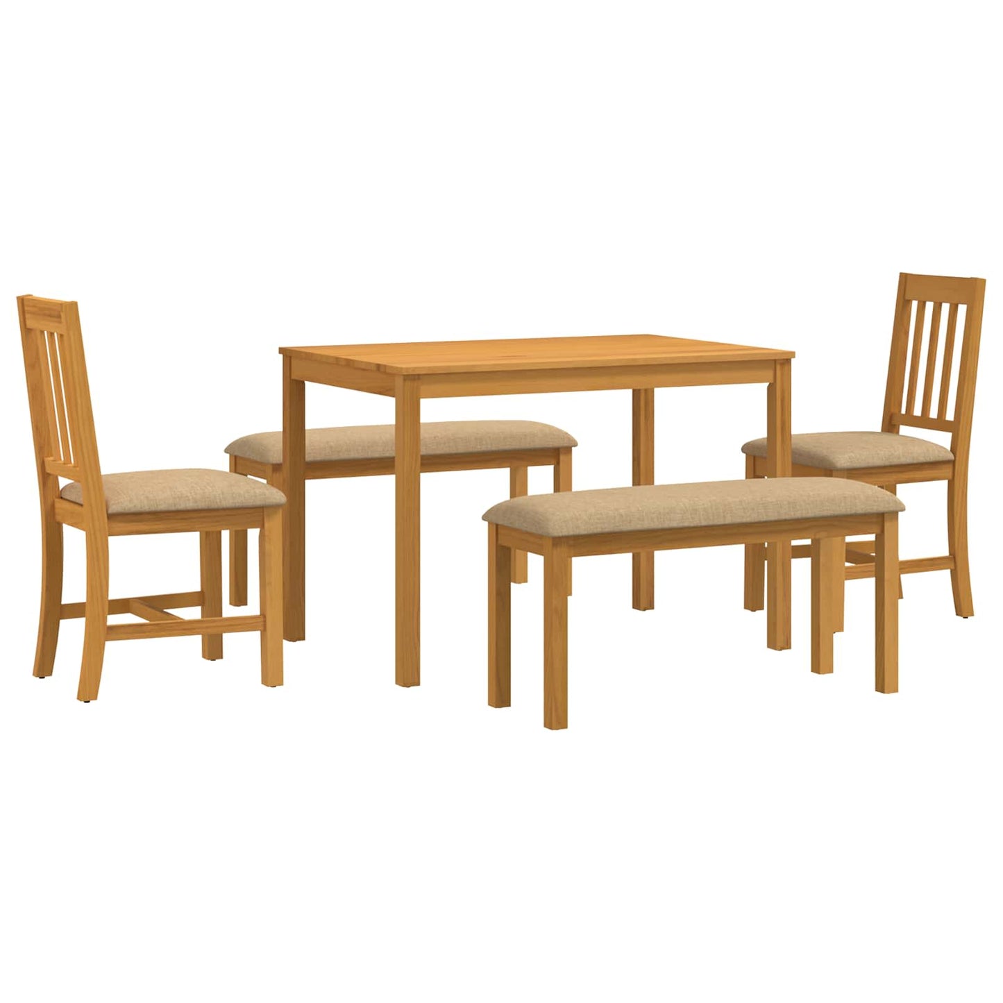 vidaXL Dining Set 5 pcs Beige Solid Oak Wood