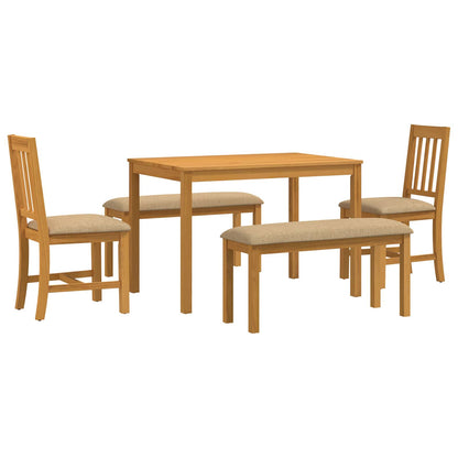 vidaXL Dining Set 5 pcs Beige Solid Oak Wood