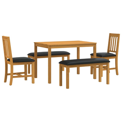 vidaXL Dining Set 5 pcs Black Solid Oak Wood