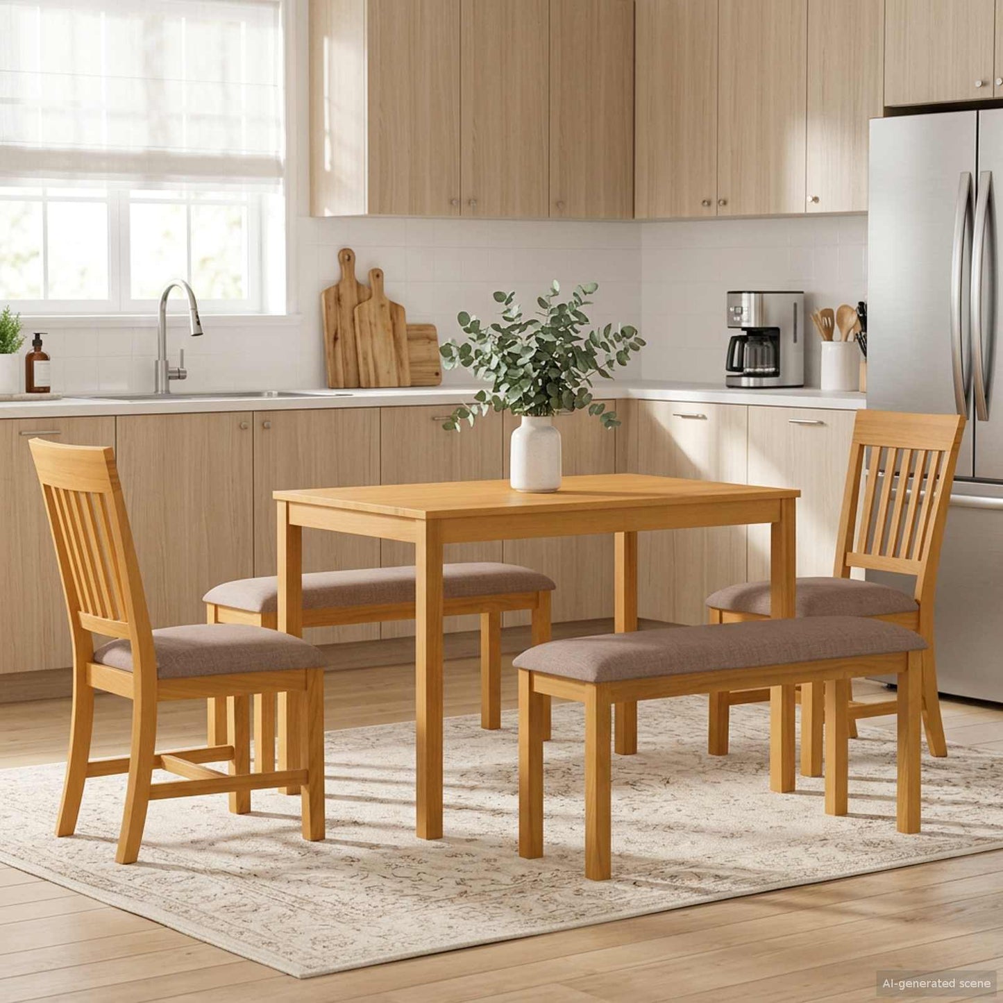 vidaXL Dining Set 5 pcs Grey Solid Oak Wood