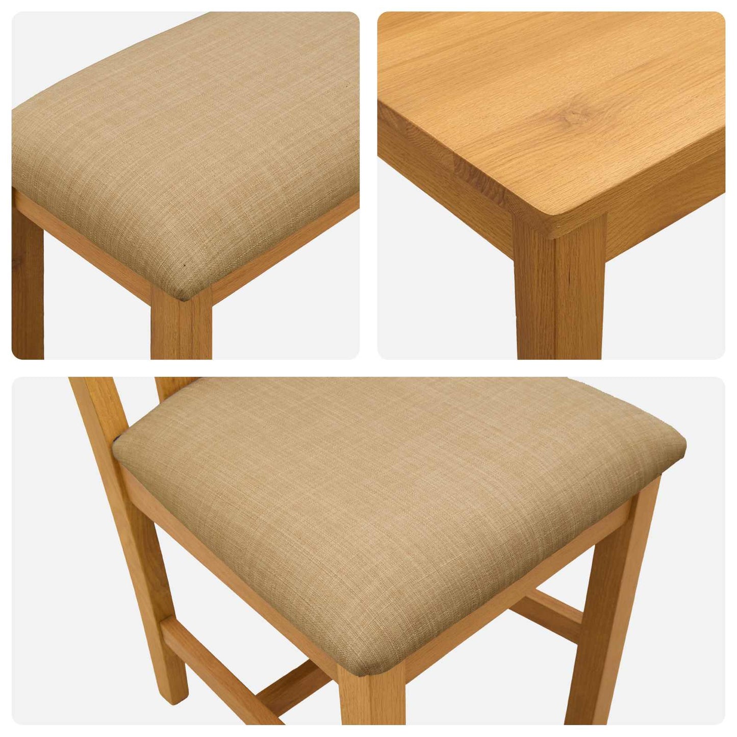 vidaXL Dining Set 5 pcs Beige Solid Oak Wood