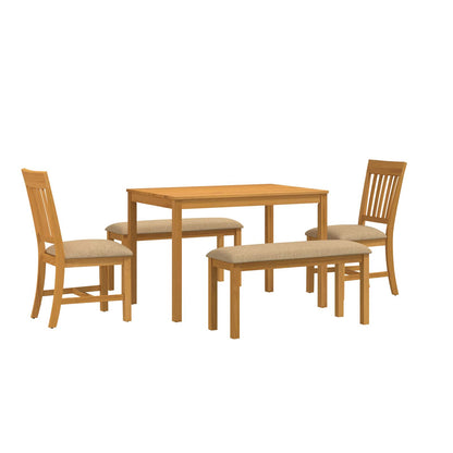 vidaXL Dining Set 5 pcs Beige Solid Oak Wood