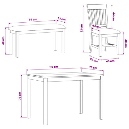vidaXL Dining Set 5 pcs Beige Solid Oak Wood