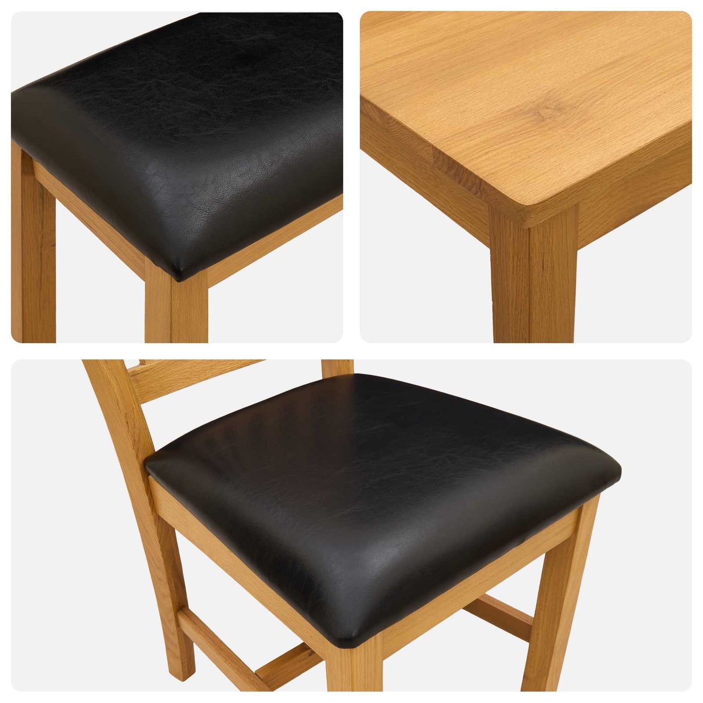 vidaXL Dining Set 5 pcs Black Solid Oak Wood