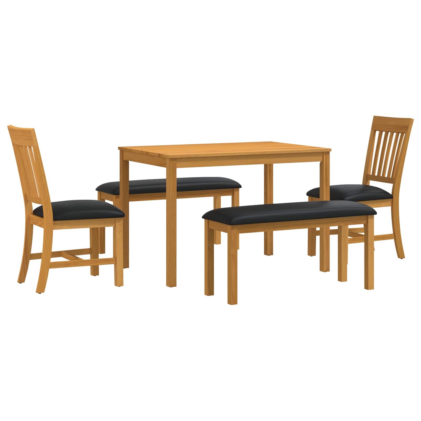 vidaXL Dining Set 5 pcs Black Solid Oak Wood