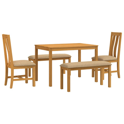 vidaXL Dining Set 5 pcs Beige Solid Oak Wood