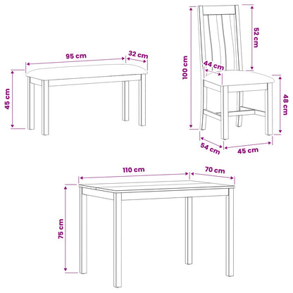 vidaXL Dining Set 5 pcs Beige Solid Oak Wood