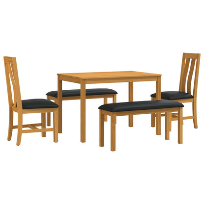 vidaXL Dining Set 5 pcs Black Solid Oak Wood