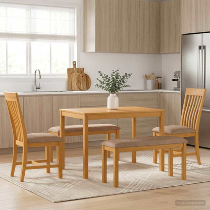 vidaXL Dining Set 5 pcs Grey Solid Oak Wood