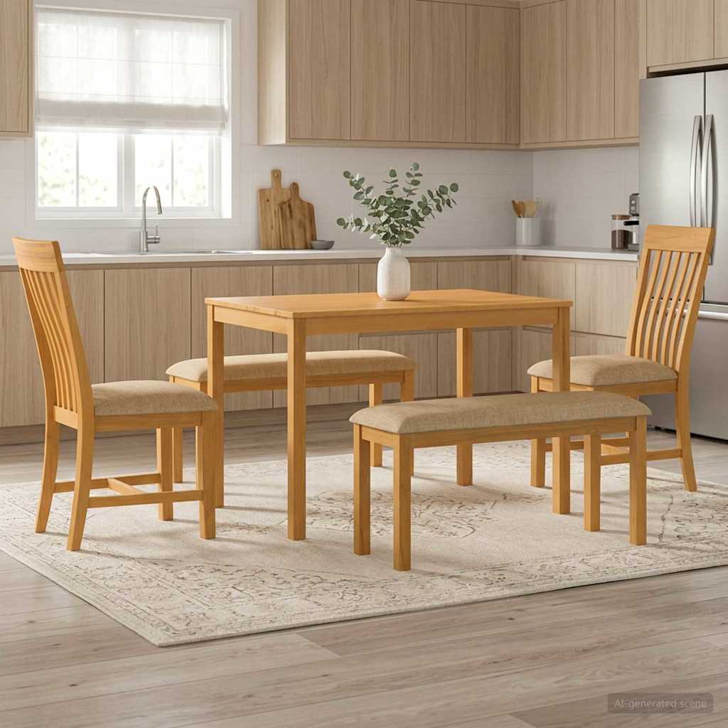 vidaXL Dining Set 5 pcs Beige Solid Oak Wood