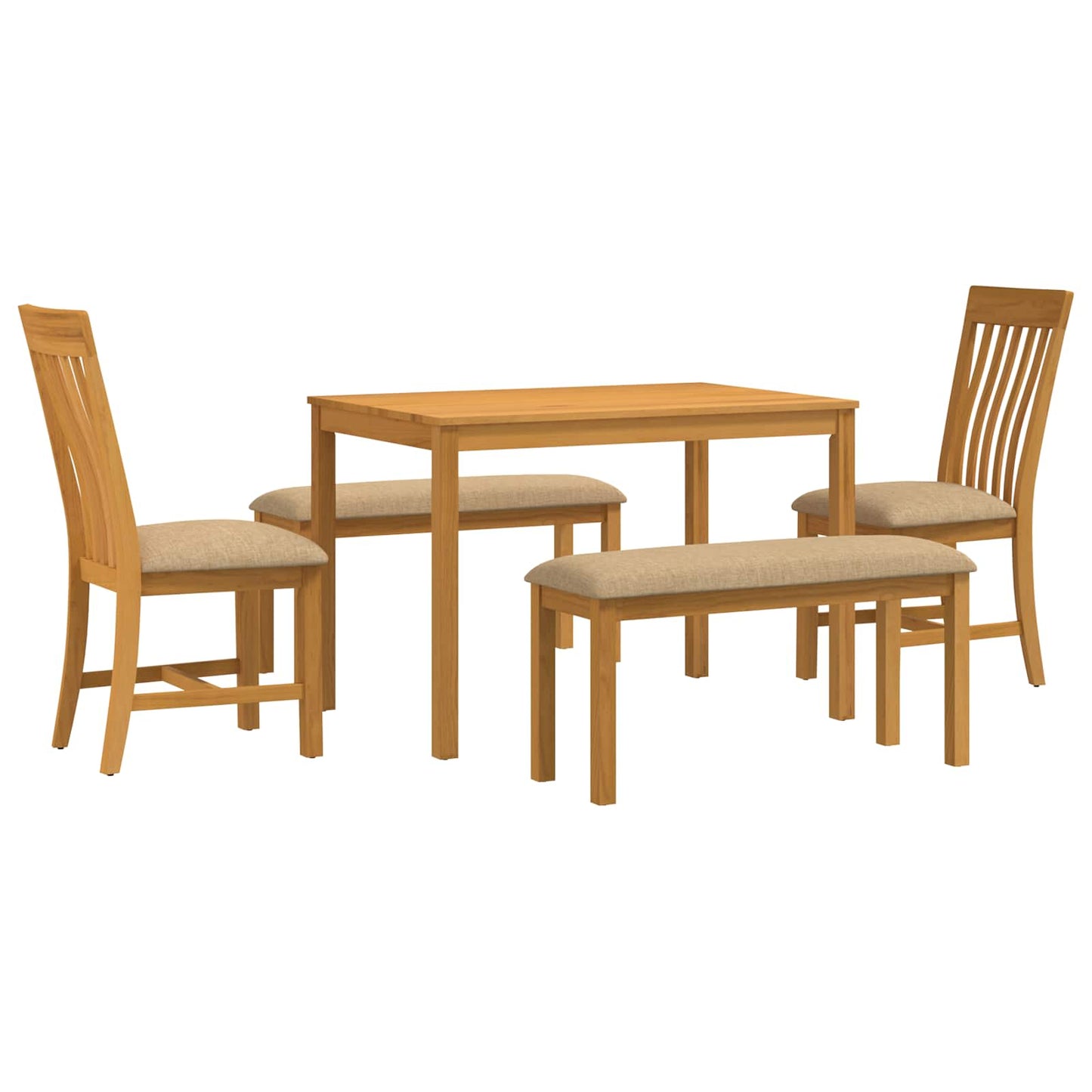 vidaXL Dining Set 5 pcs Beige Solid Oak Wood