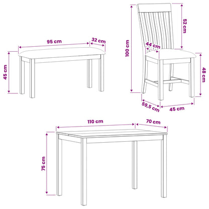 vidaXL Dining Set 5 pcs Beige Solid Oak Wood