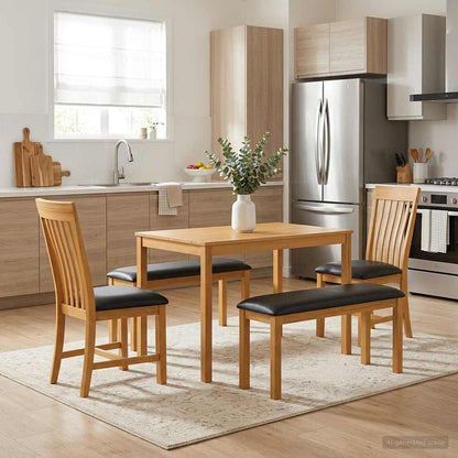 vidaXL Dining Set 5 pcs Black Solid Oak Wood