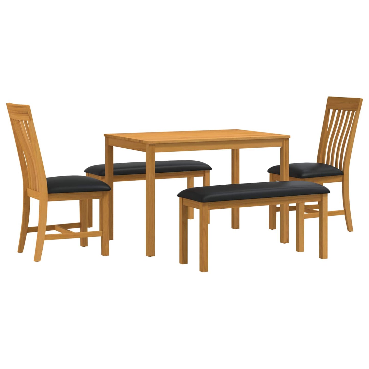 vidaXL Dining Set 5 pcs Black Solid Oak Wood