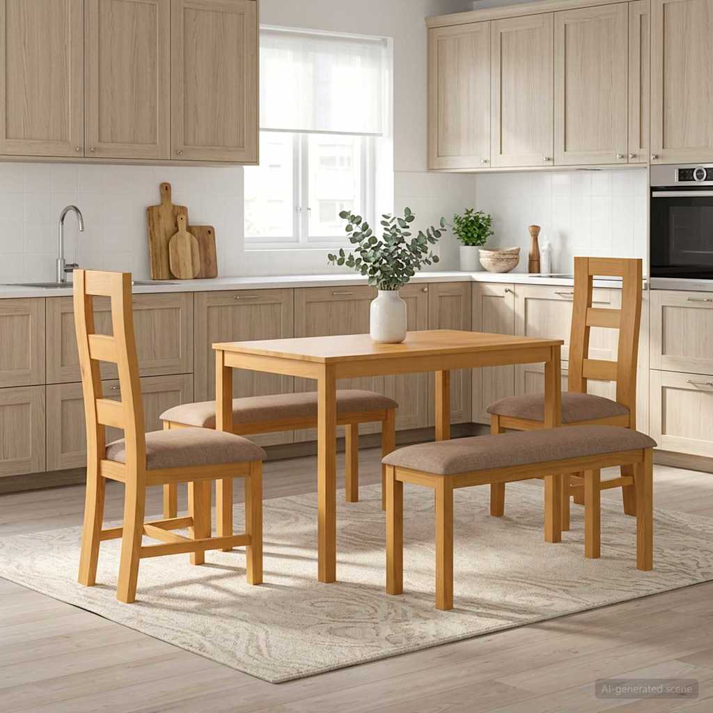 vidaXL Dining Set 5 pcs Grey Solid Oak Wood