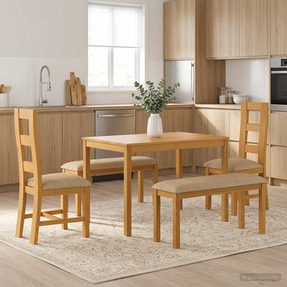 vidaXL Dining Set 5 pcs Beige Solid Oak Wood