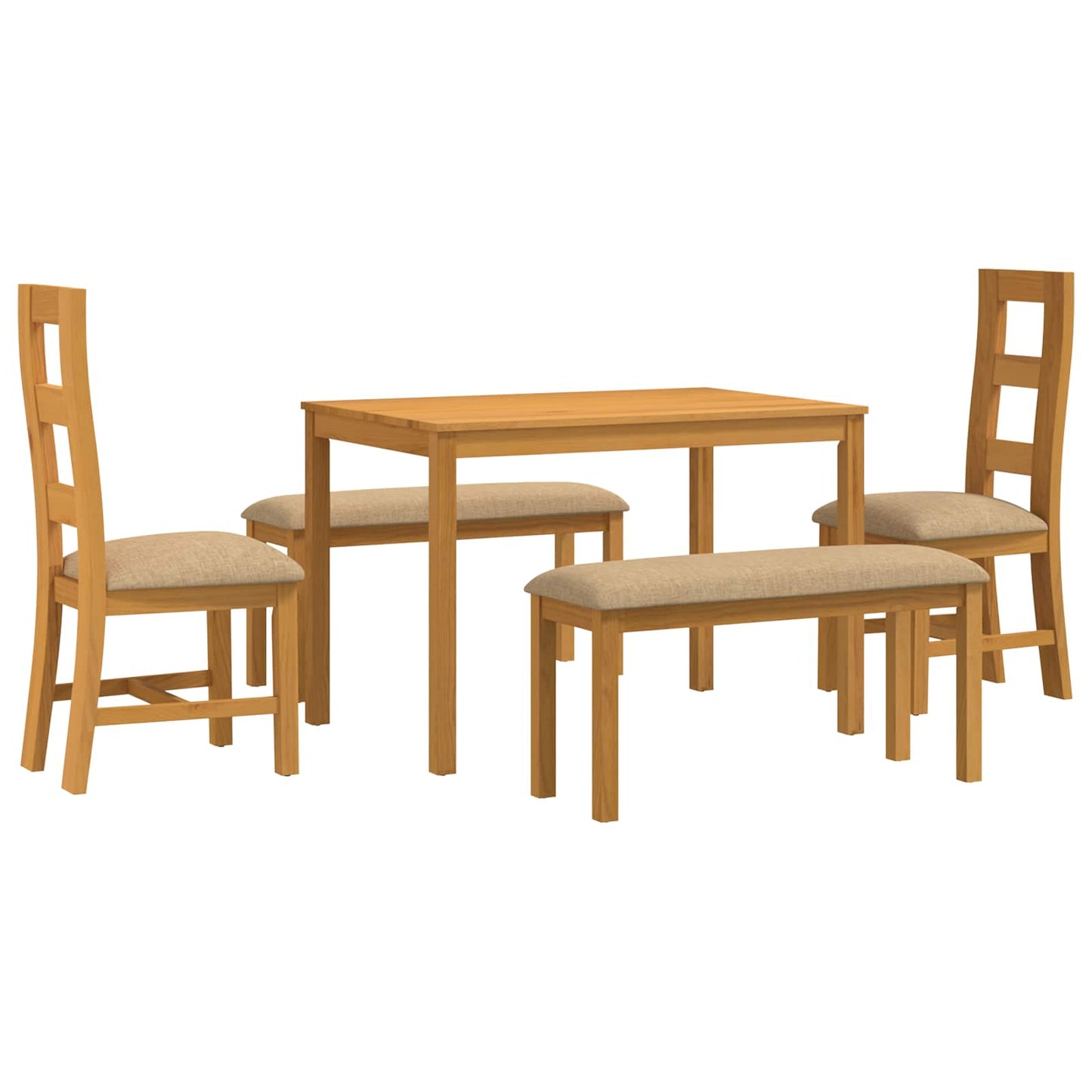 vidaXL Dining Set 5 pcs Beige Solid Oak Wood